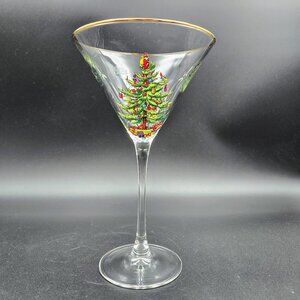 Spode Christmas Tree Martini Cocktail Estate Glass Stemware Santa Read